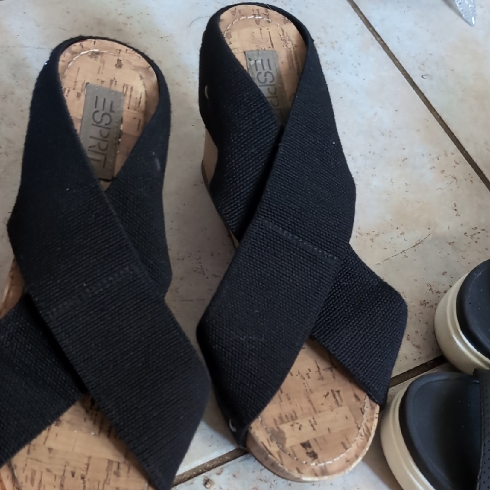 Esprit Black Crisscross Sandals